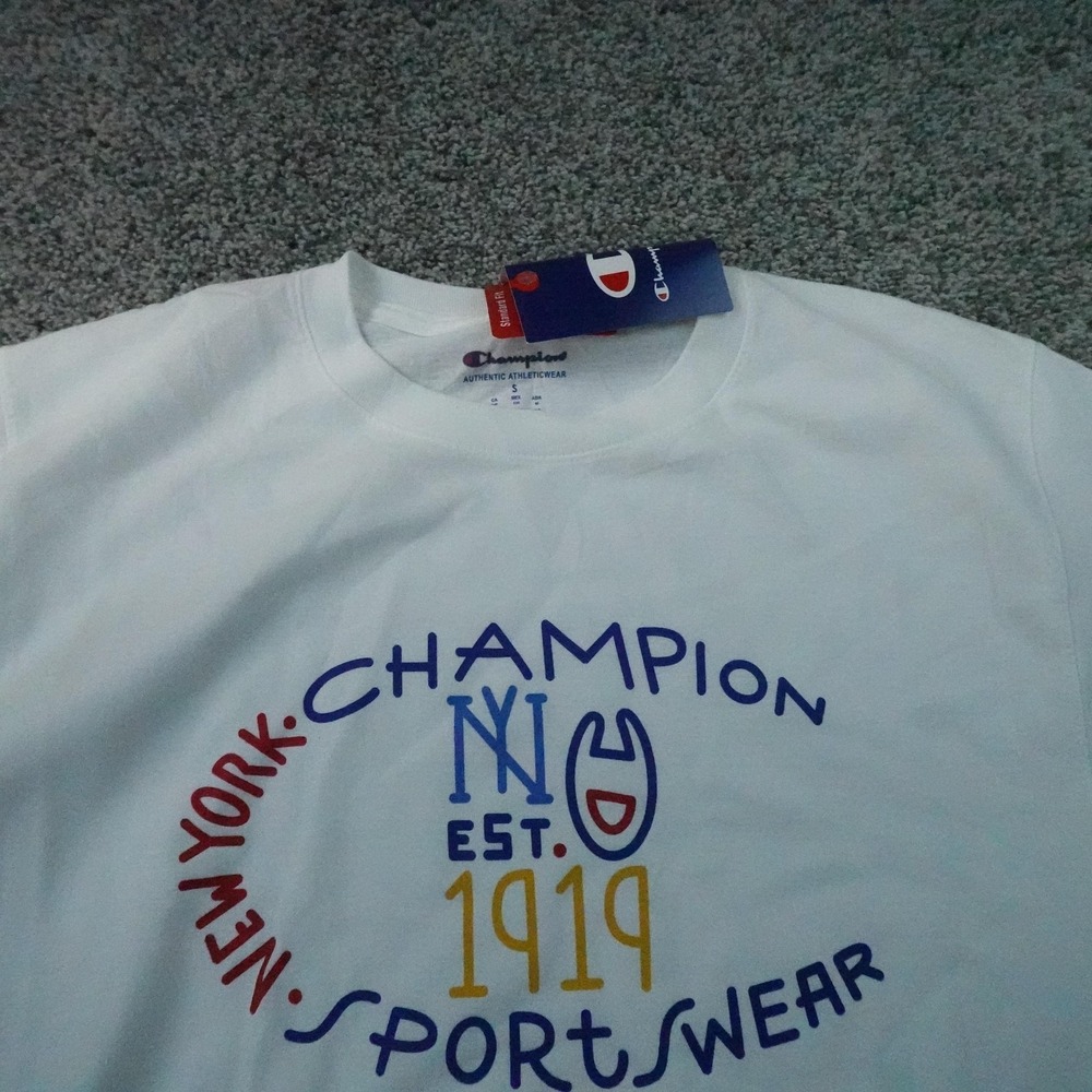 NEW Champion Shirt Mens S White New York Graphic Logo Short Sleeve T-shirt Tee